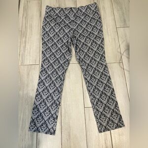 Patterned Navy and White Skinny Pants